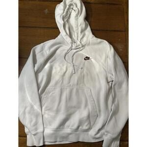 White Nike Hoodie Small Brown Logo